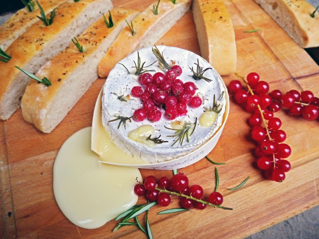 Baked Camembert (Redcurrants, Rosemary & Garlic) with Focaccia